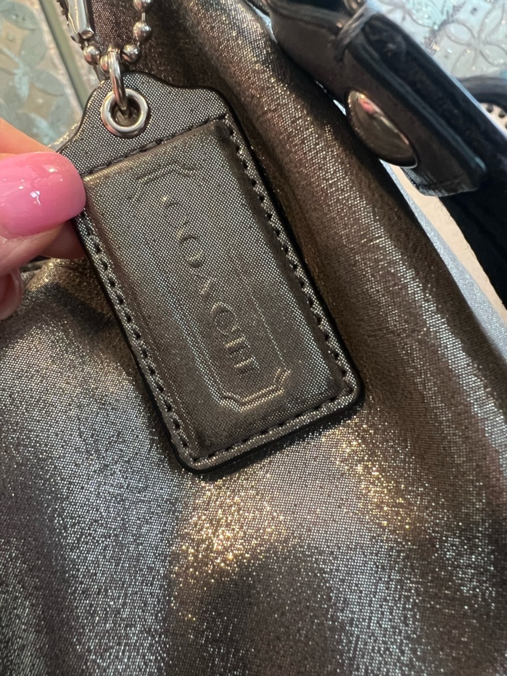 Coach 14561 Poppy Metallic Silver Leather Double Front Pocket Bag - Picture 5 of 16